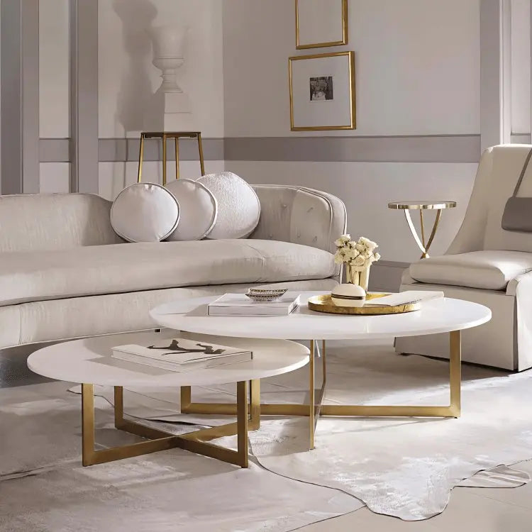 NArt66- ترابيزة قهوة معدن بسطح رخام