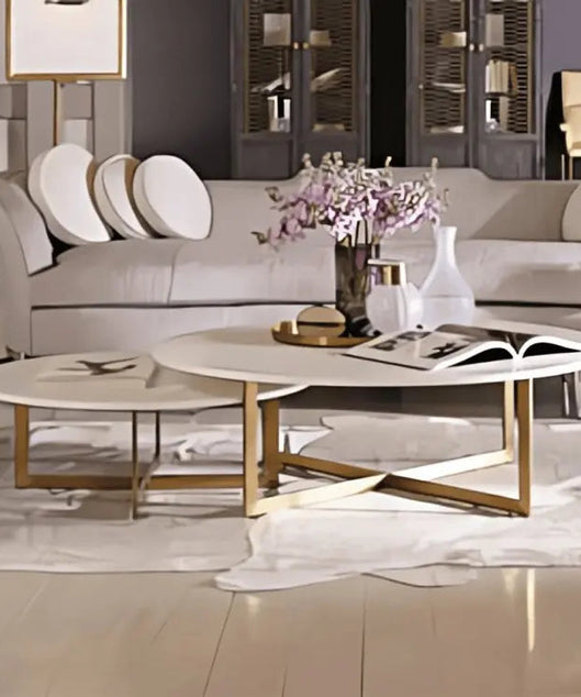 NArt66- ترابيزة قهوة معدن بسطح رخام