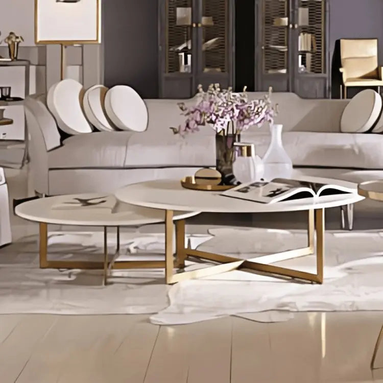 NArt66- ترابيزة قهوة معدن بسطح رخام