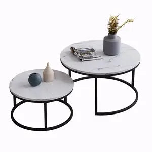 NArt62- ترابيزة قهوة متداخلة معدن بسطح رخام