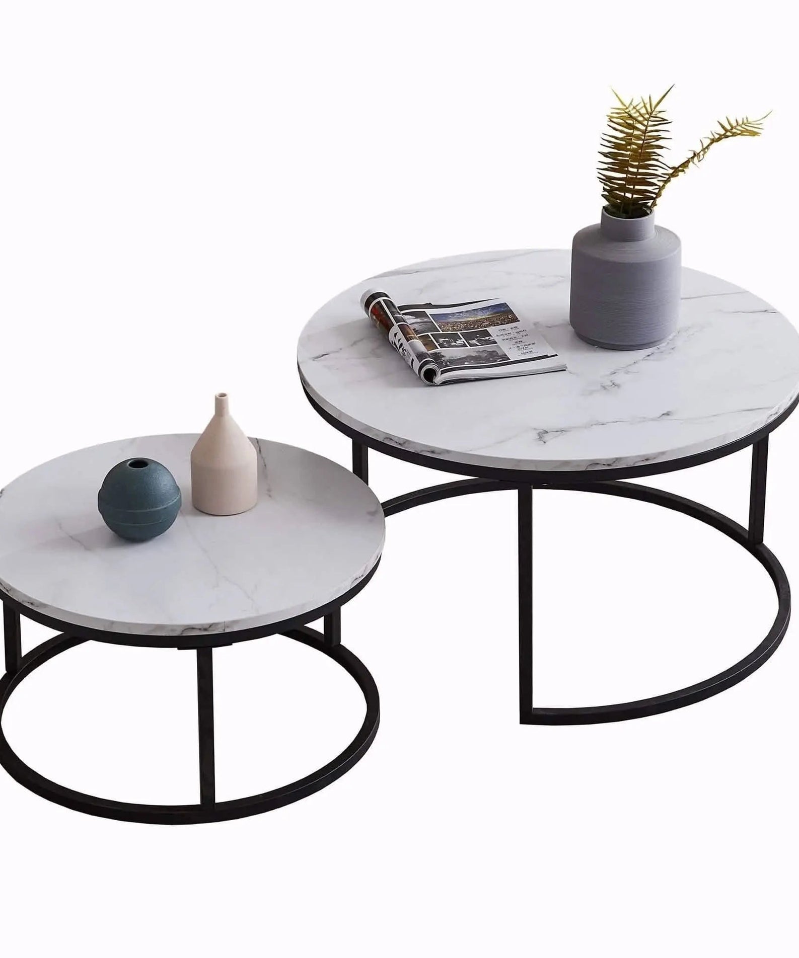 NArt62- ترابيزة قهوة متداخلة معدن بسطح رخام