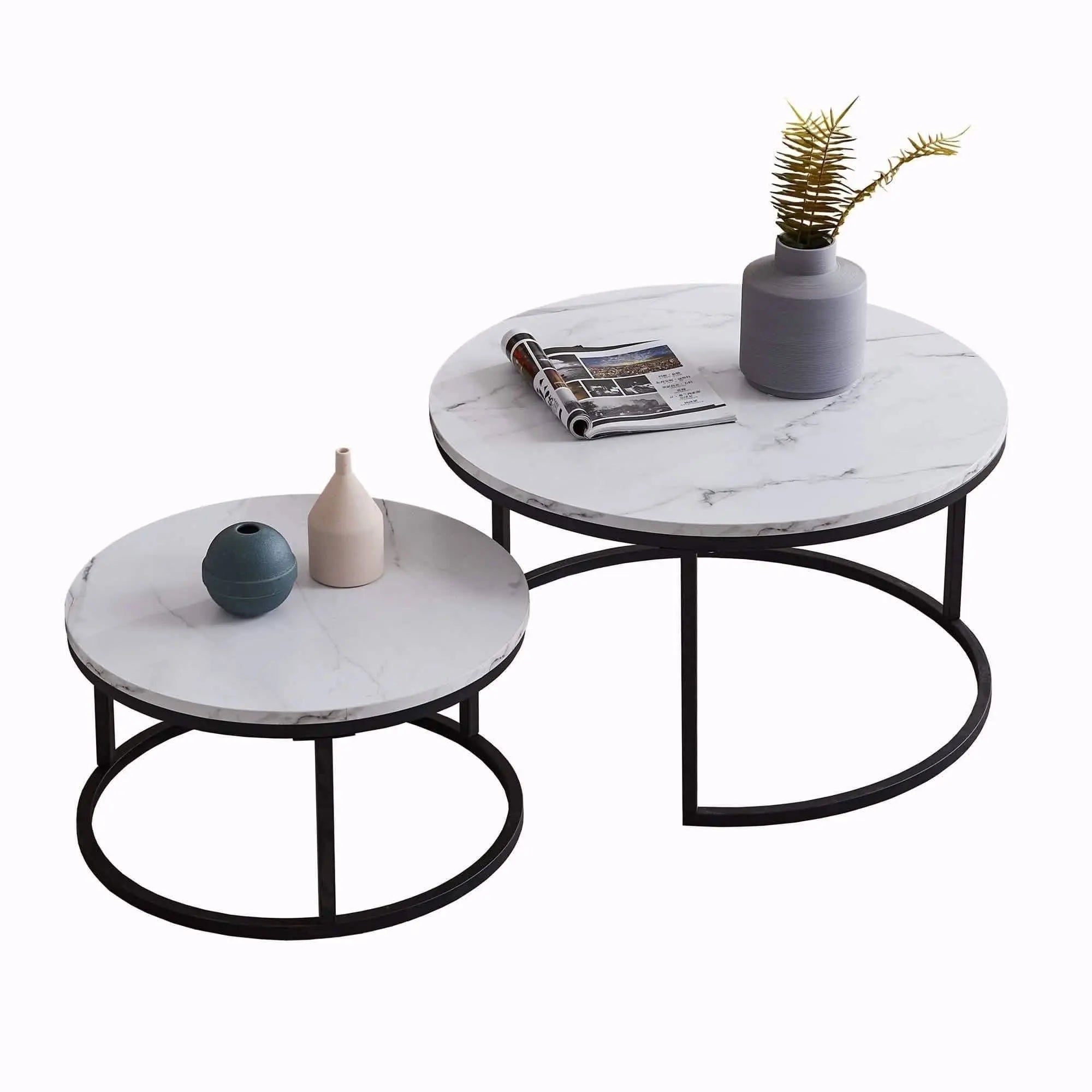 NArt62- ترابيزة قهوة متداخلة معدن بسطح رخام