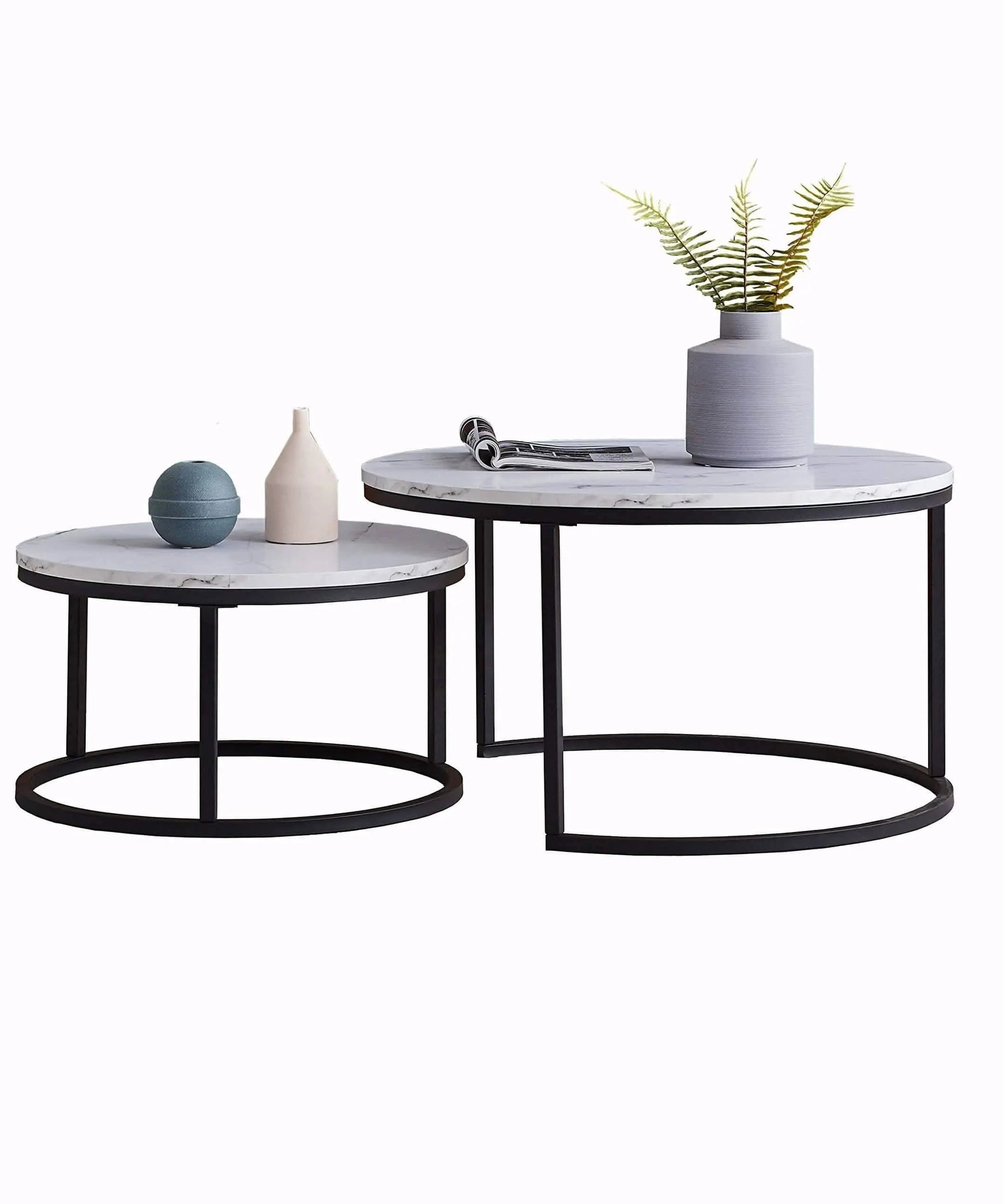 ترابيزة قهوة متداخلة معدن بسطح رخام - STA71 - Homix