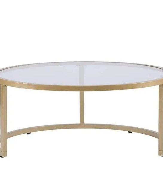 NArt55 - Metal Nesting Round Coffee Table with Glass Top