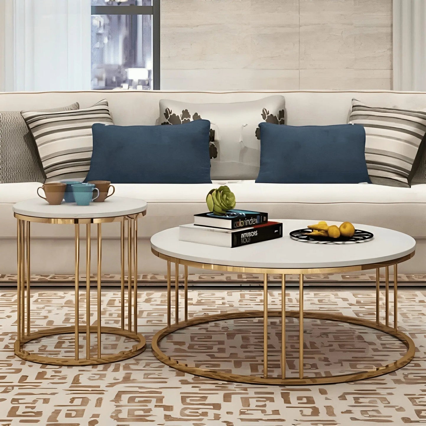 NArt11- Coffee table with metal side table