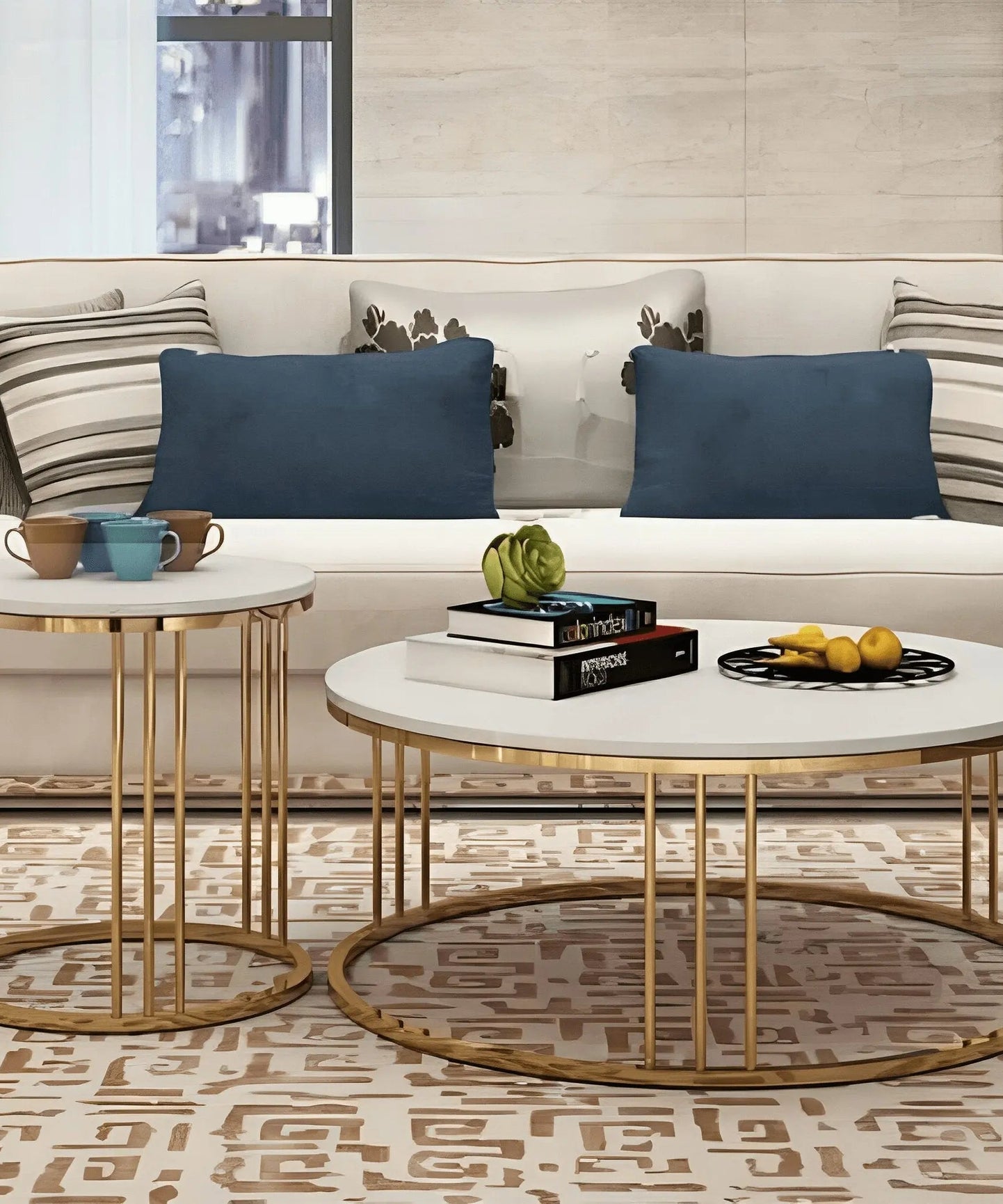 NArt11- Coffee table with metal side table