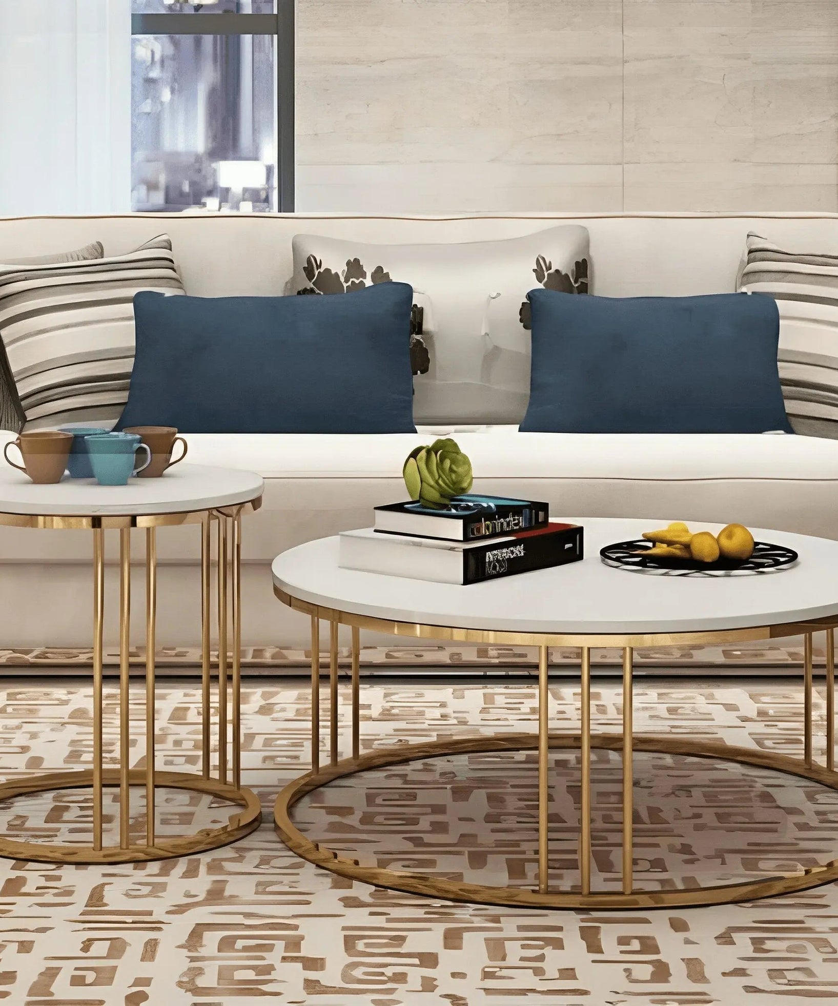 NArt11- Coffee table with metal side table