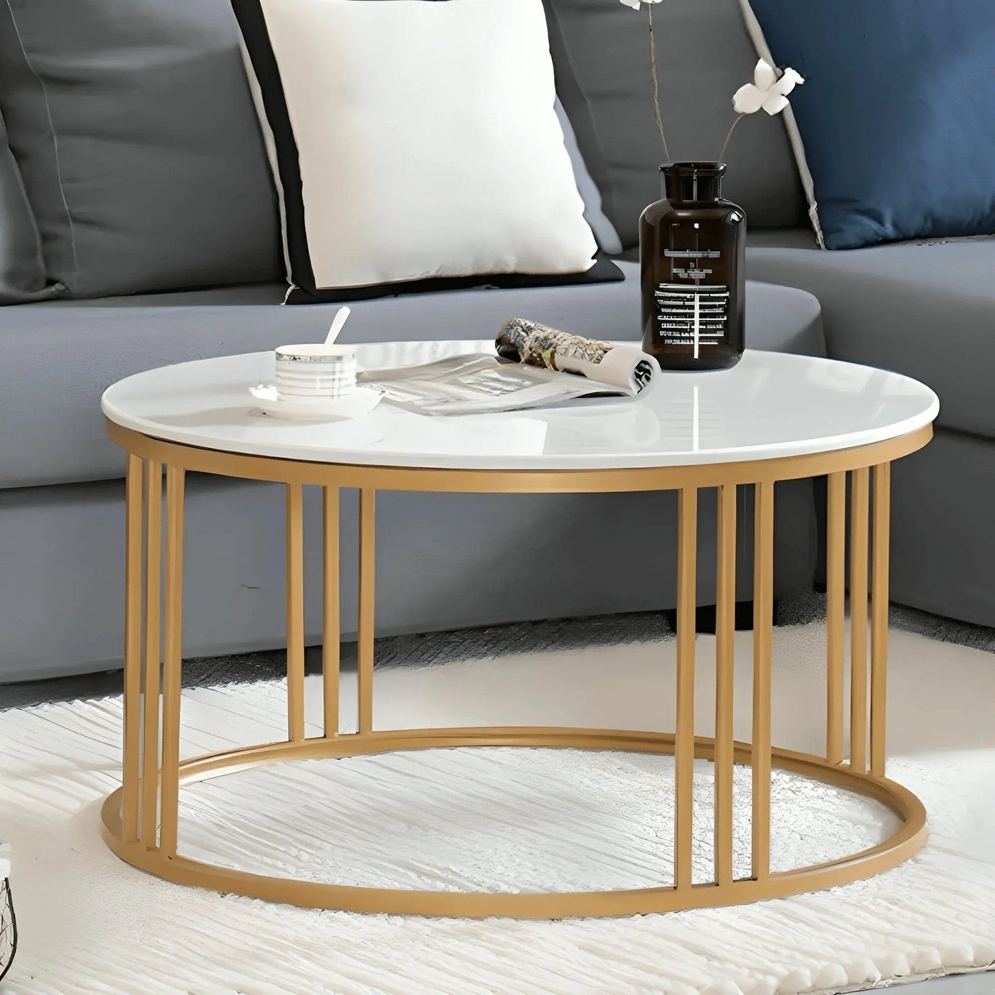 NArt11- Coffee table with metal side table