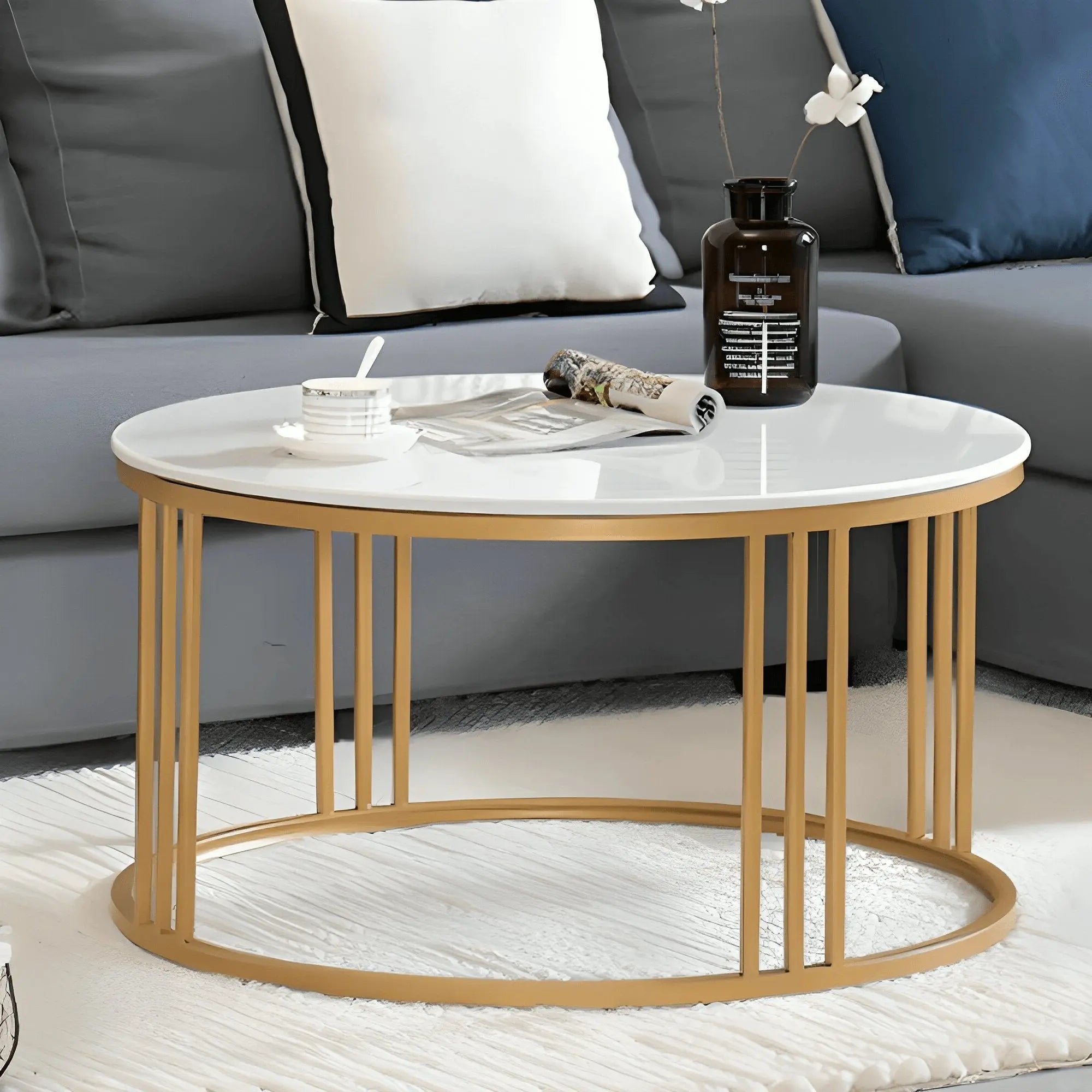 NArt11- ترابيزة قهوة مع ترابيزة جانبية معدن