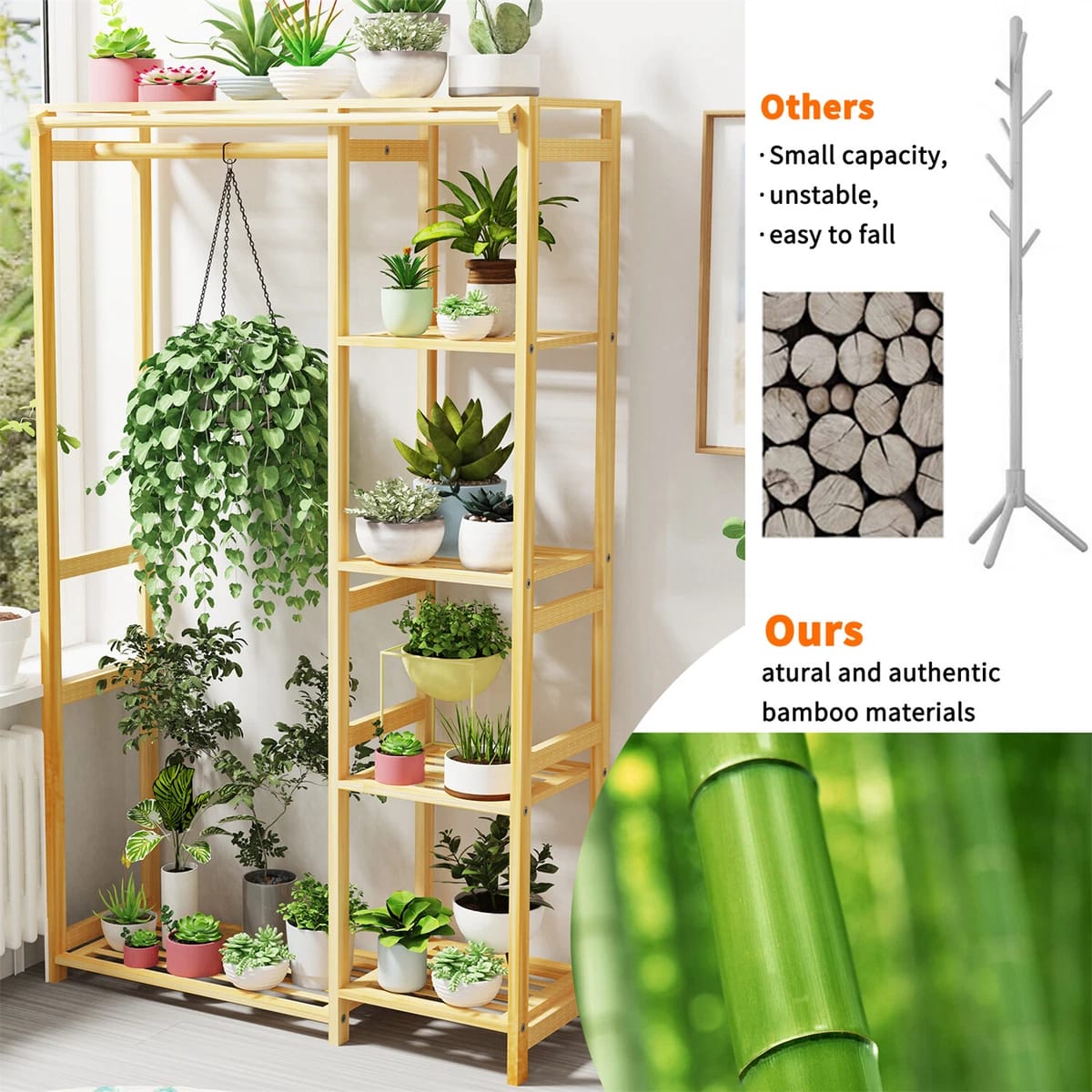 استاند ملابس خشب طبيعي