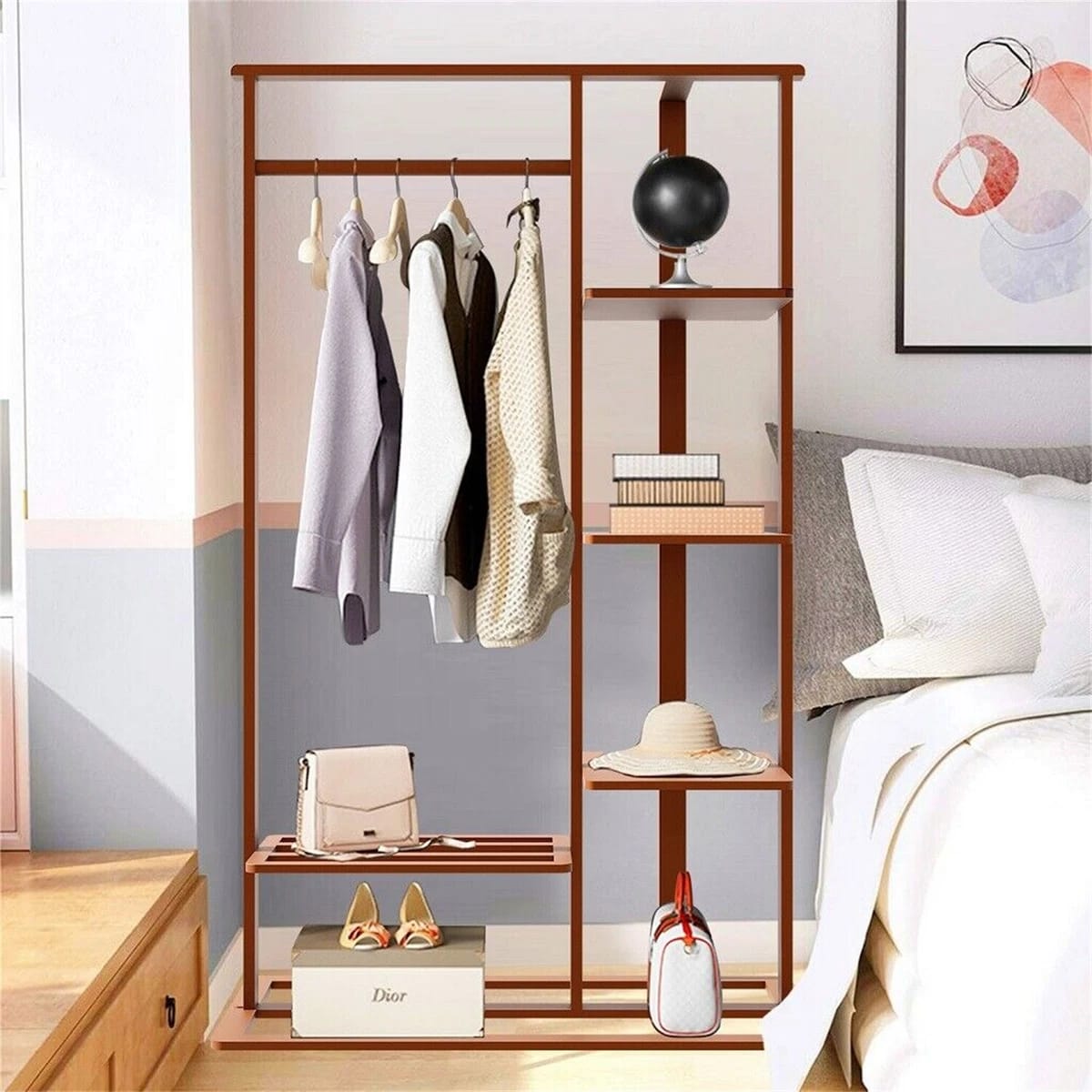 استاند ملابس خشب طبيعي