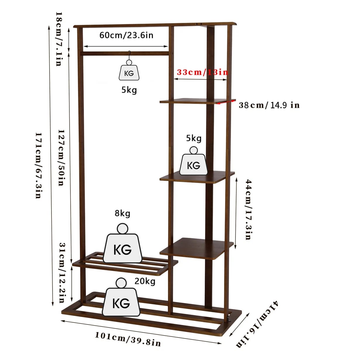 استاند ملابس خشب طبيعي