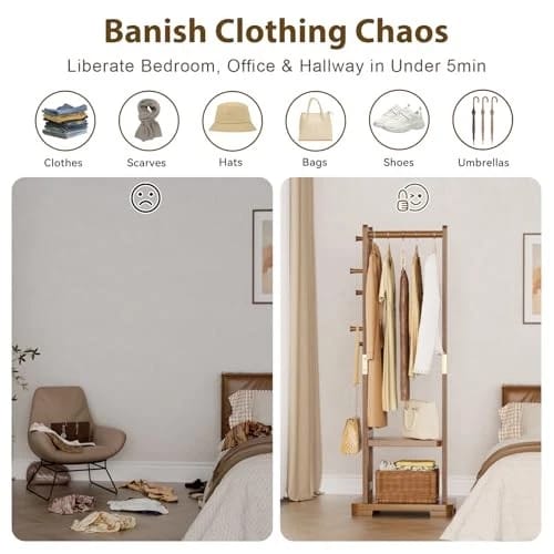 استاند ملابس خشب طبيعي