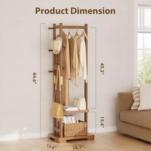 استاند ملابس خشب طبيعي