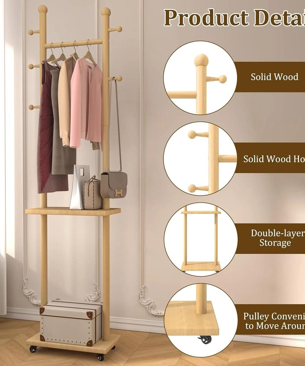 استاند ملابس خشب طبيعي