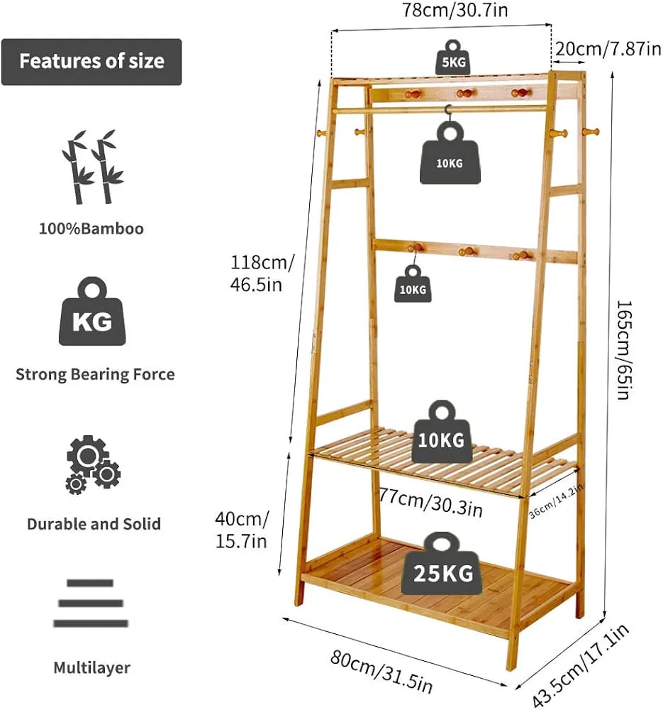 استاند ملابس خشب طبيعي