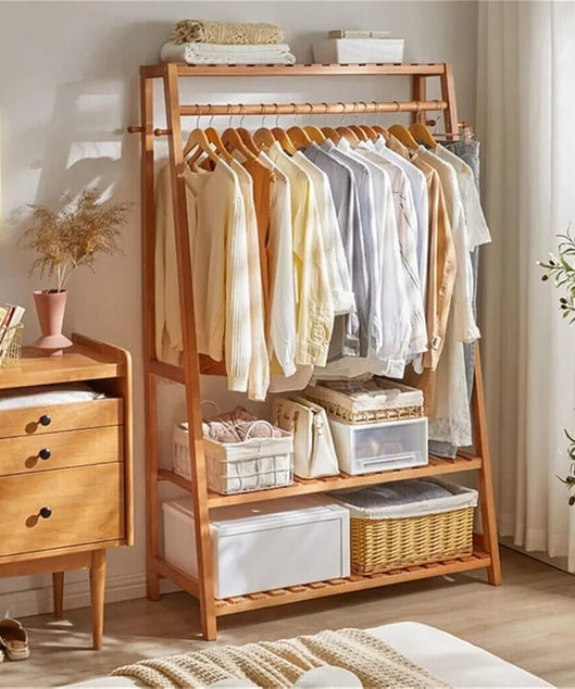 استاند ملابس خشب طبيعي