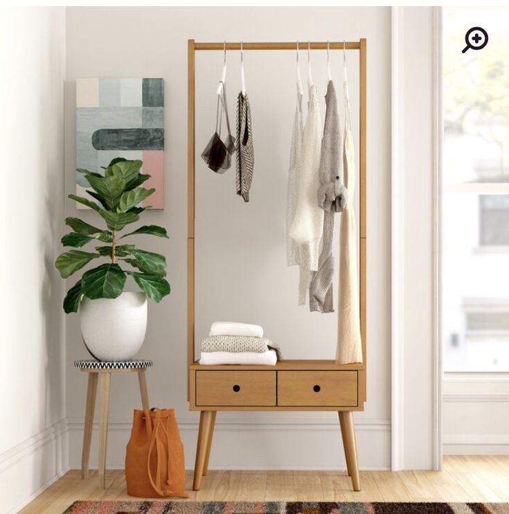 استاند ملابس خشب طبيعي