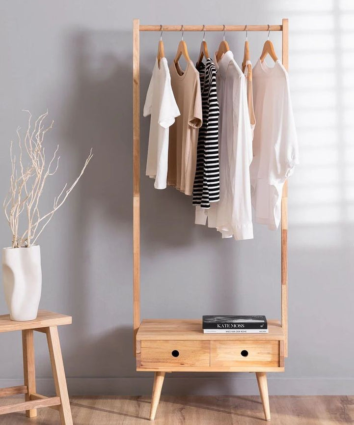 Natural wood clothes rack