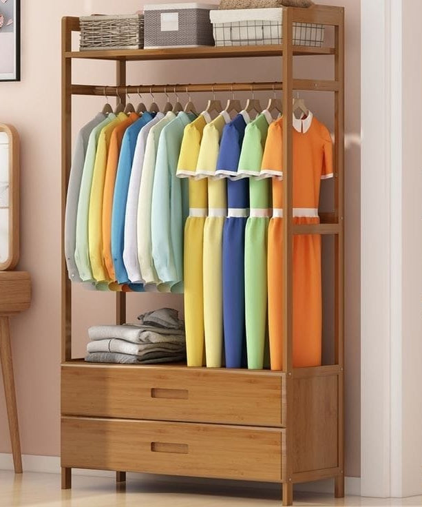 Natural wood clothes rack