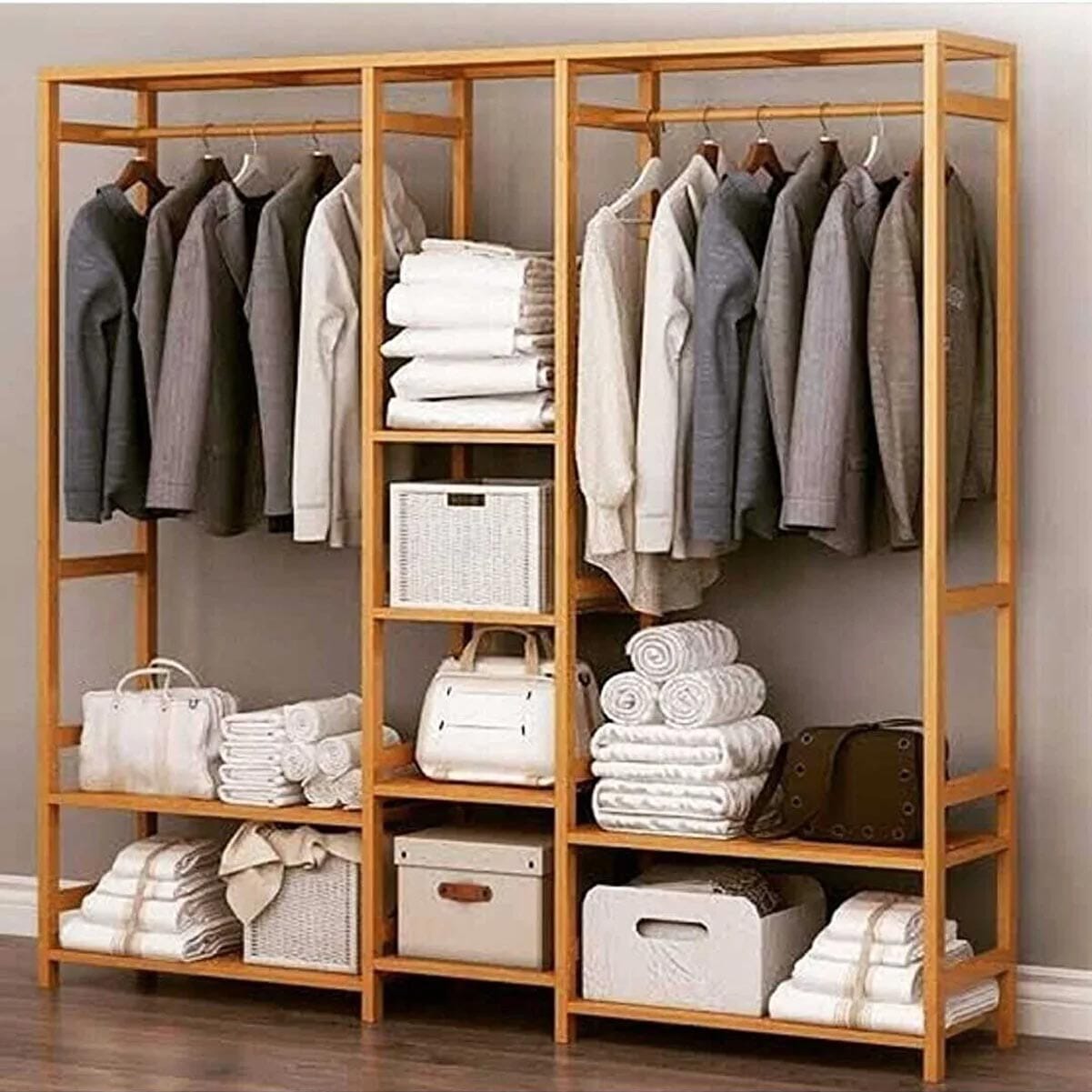 استاند ملابس خشب طبيعي