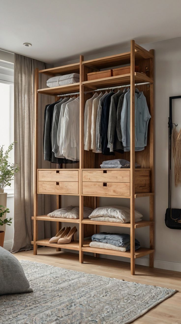 استاند ملابس خشب طبيعي