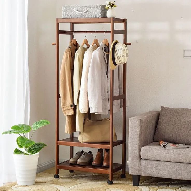 استاند ملابس خشب طبيعي