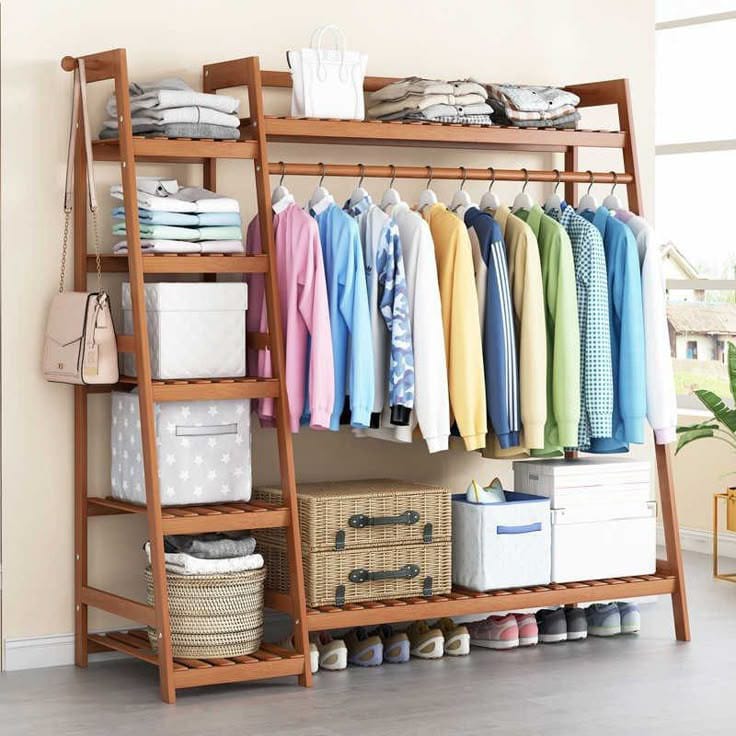 استاند ملابس خشب طبيعي