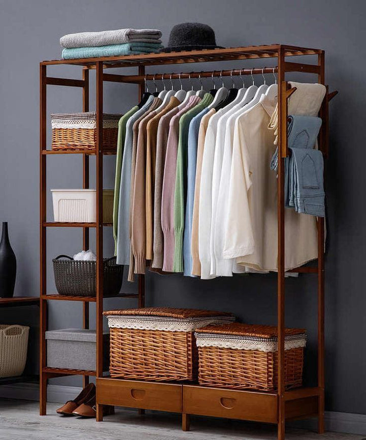 Natural wood clothes rack