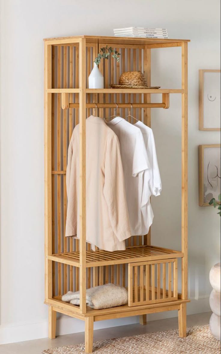 استاند ملابس خشب طبيعي