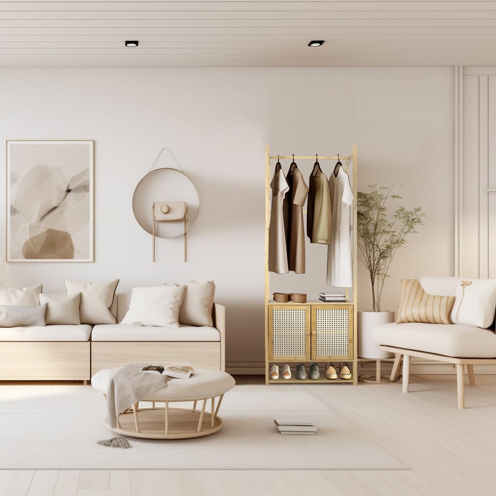 استاند ملابس خشب طبيعي