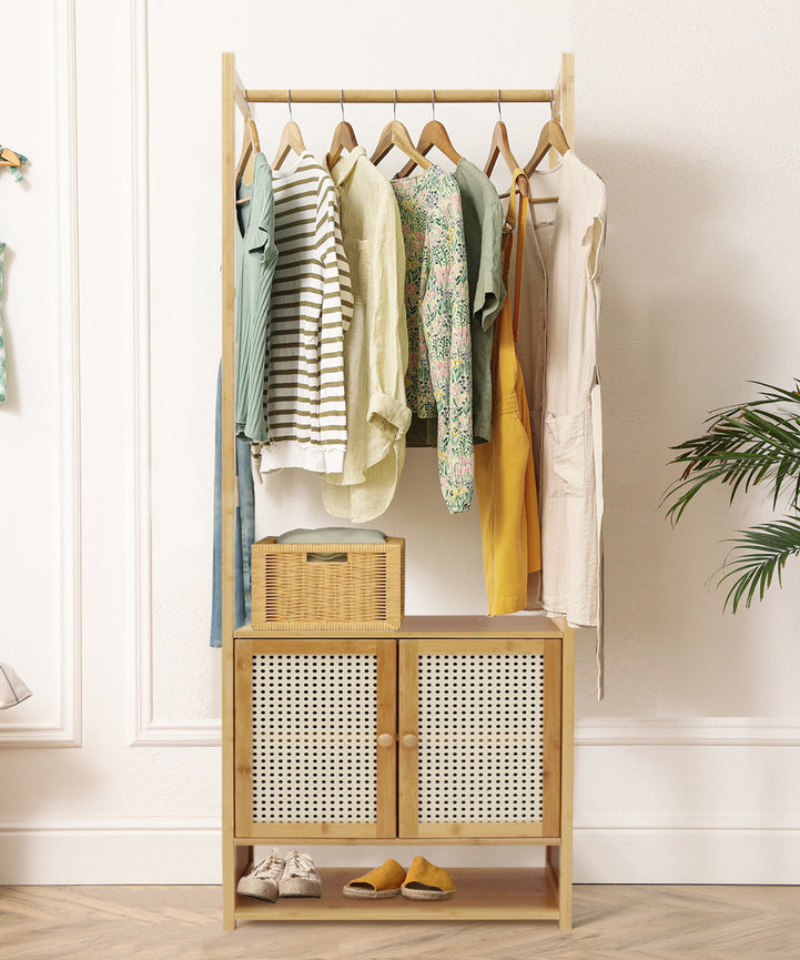 Natural wood clothes rack