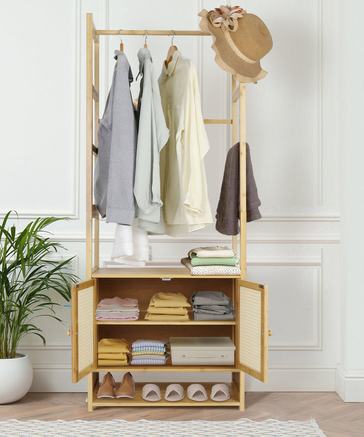 Natural wood clothes rack