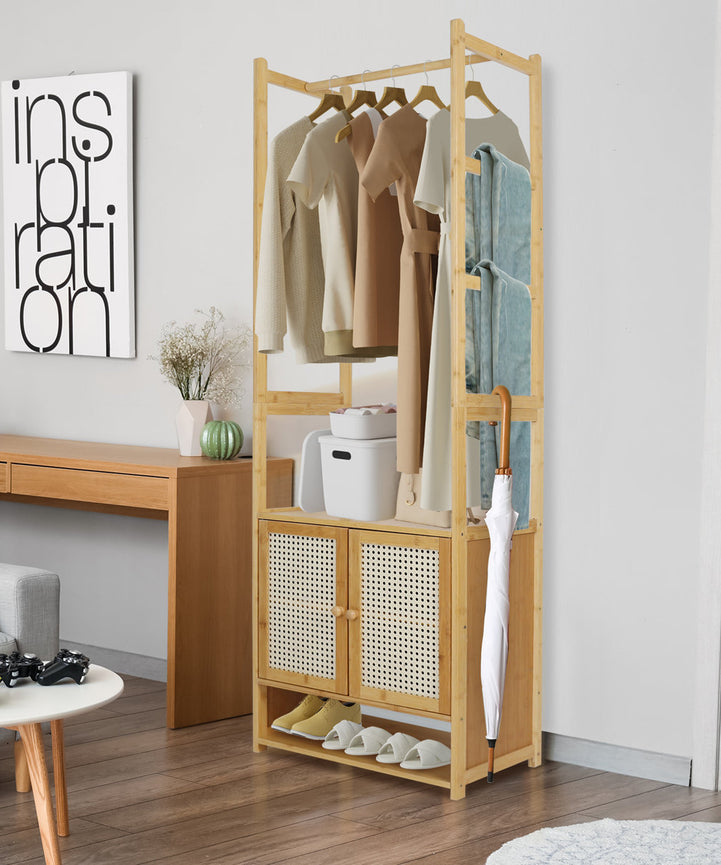 Natural wood clothes rack
