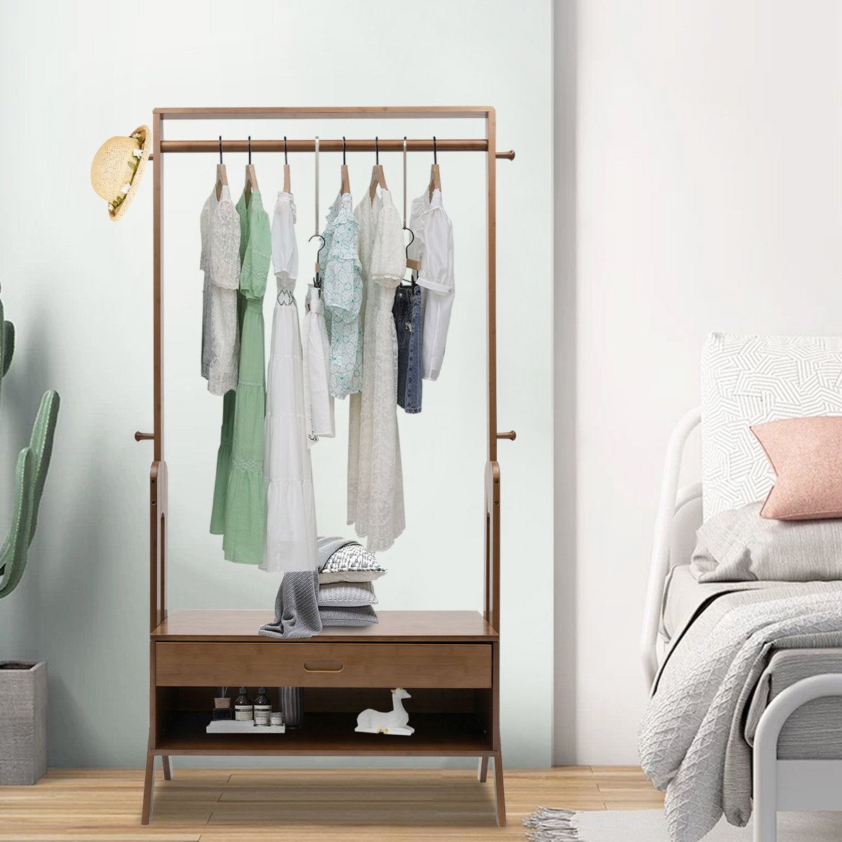 استاند ملابس خشب طبيعي