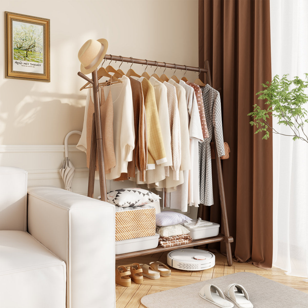 استاند ملابس خشب طبيعي