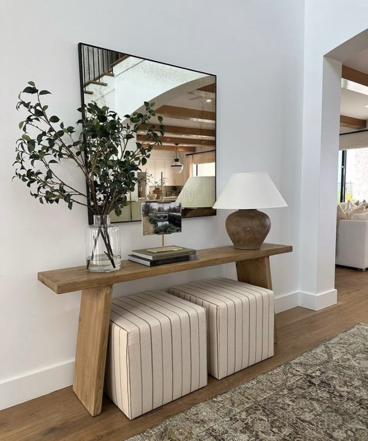 كونسول خشب سويد طبيعي مع مراية