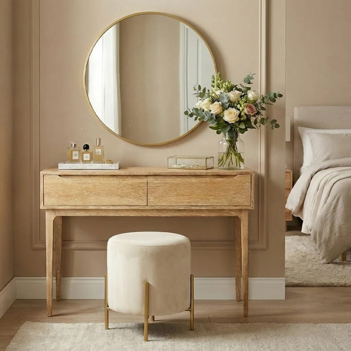 Natural Swedish wood console with mirror