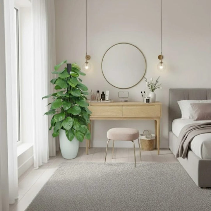 Natural Swedish wood console with mirror