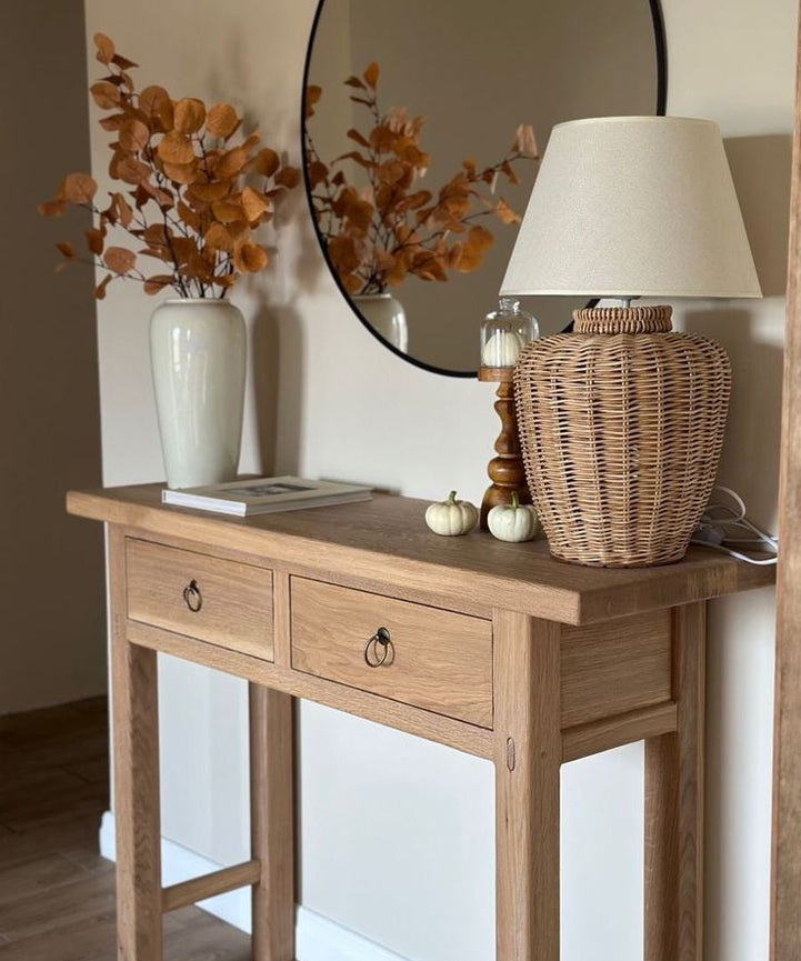 كونسول خشب سويد طبيعي مع مراية