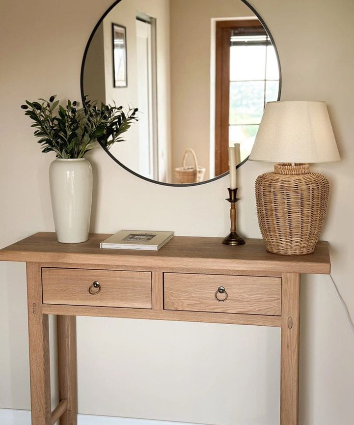 كونسول خشب سويد طبيعي مع مراية