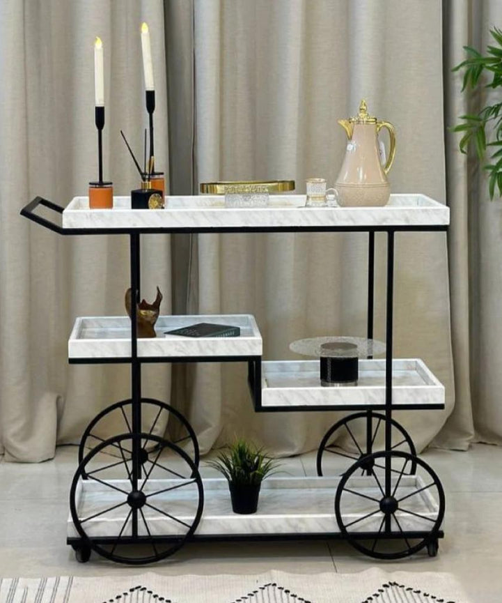Wood and metal tea trolley