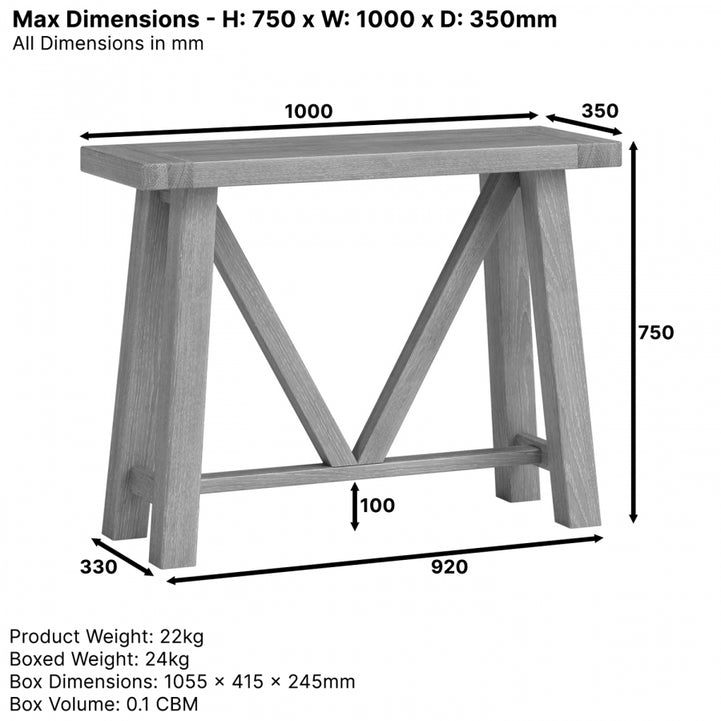 Natural Swedish wood console