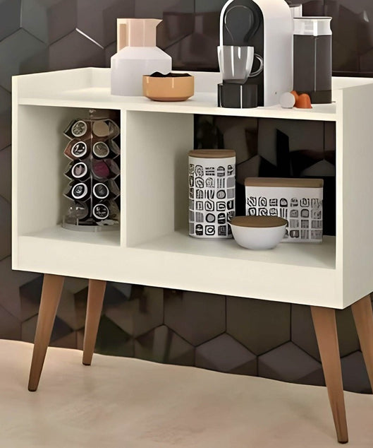 كوفي كورنر أبيض وأرجل خشبية