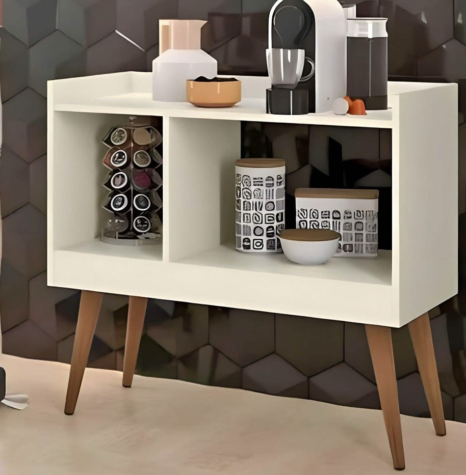 كوفي كورنر أبيض وأرجل خشبية