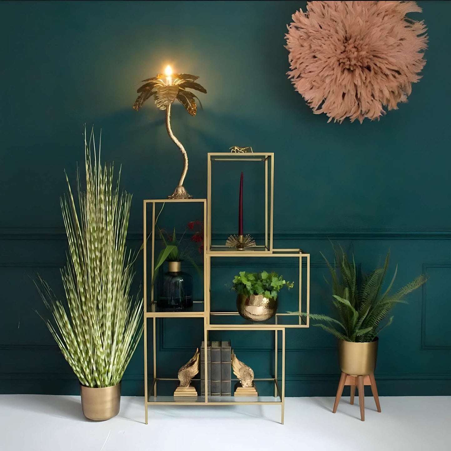 NArt156 - Metal and Glass Shelving Unit