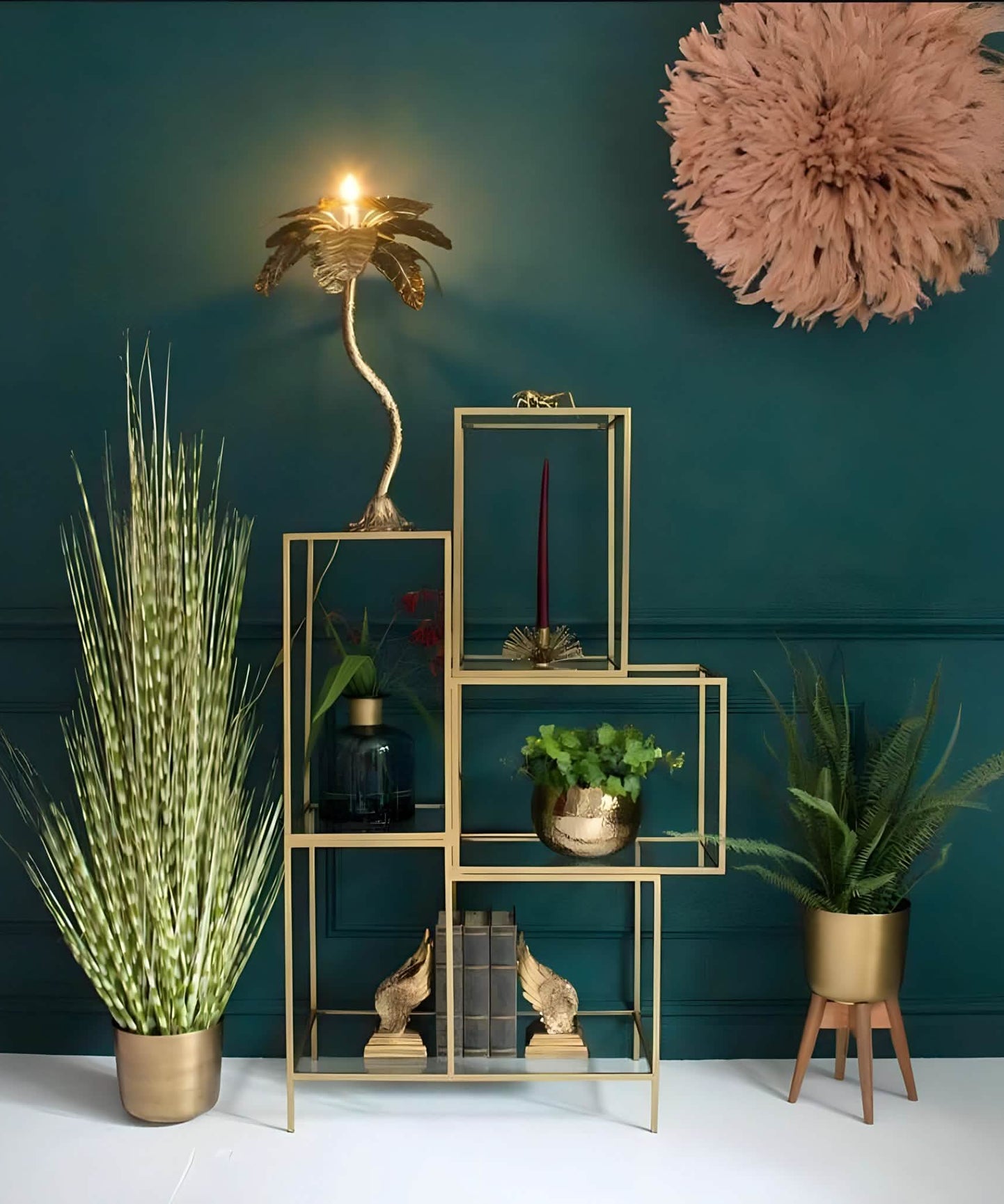 NArt156 - Metal and Glass Shelving Unit