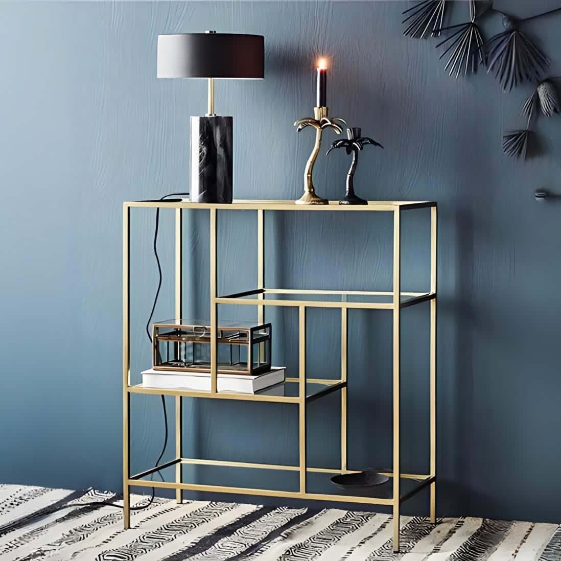 NArt151 - وحدة أرفف معدن و زجاج